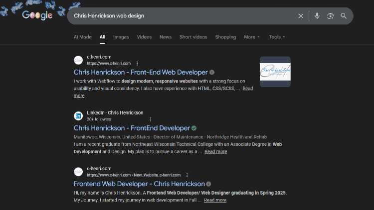 An image showing top ranked results from a Google search.