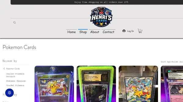 Henri's Cards screen example.